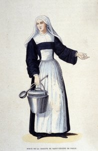 Syster till Saint Vincent de Pauls välgörenhet. Gravyr från ett album på religiösa beställningar, Paris av Unknown artist