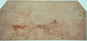 Skiss till den yttersta domen (recto); Huvudstudie (verso) av Unknown artist