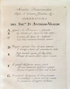 Sonet i början av våren (La primavera) konsert i The trial of harmony and uppfinning av Antonio Vivaldi av Unknown artist