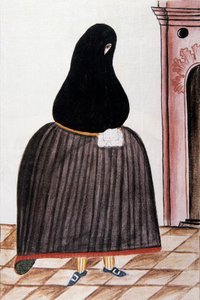 Spansk kvinna som bär en skiffer som täcker hennes ansikte, från "Trujillo del Peru" eller "Codex Martinez Companion", av Baltazar Martinez Companion och Bujanda, biskop av Trujillo (1782-1785) av Unknown artist