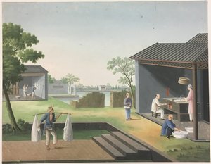 Spinning av tyg, beredning av teblad, beredning av silke av Unknown artist