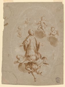 St. Aloysius Gonzaga tas emot i himlen av Kristusbarnet av Unknown artist