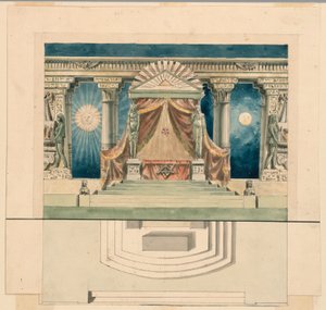 Scendesign, altare i egyptiskt tempel av Unknown artist