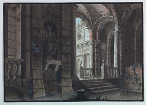 Scendesign, antika ruiner, interiör av Unknown artist