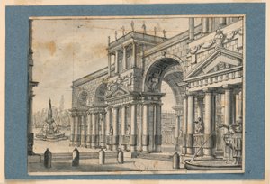 Scenografi, Colonnade och fontäner av Unknown artist