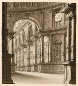 Scendesign, interiör av renässansportik av Unknown artist