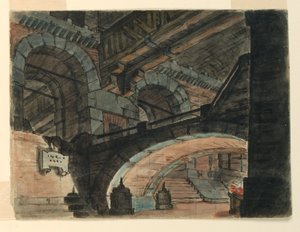 Scenografi, interiör av ett fängelse av Unknown artist