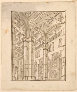 Scenografi: Biblioteksinteriör med bågar av Unknown artist