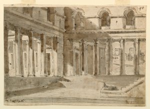 Scenografi, Palace Court med trappor av Unknown artist