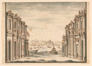 Scenografi, utsikt över staden av Unknown artist