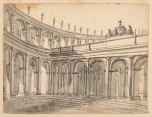 Scenografi av ett atrium av Unknown artist