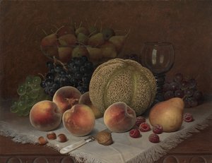 Stilleben med Cantaloupe av Unknown artist