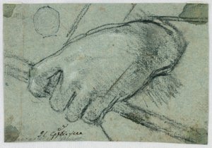 Studie: En vänster hand som bär en pinne av Unknown artist