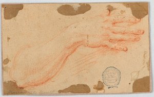 Studie för en kvinnas högra underarm och hand av Unknown artist