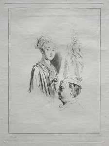 Studie av huvuden av Unknown artist