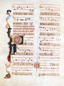 Sursum Corda, exempel på 1300-talets notation ("P"). av Unknown artist
