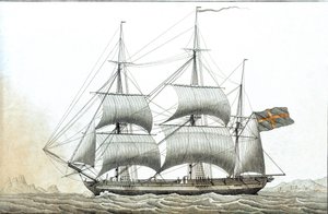Svenskt handelsfartyg (1700-talstryck) av Unknown artist