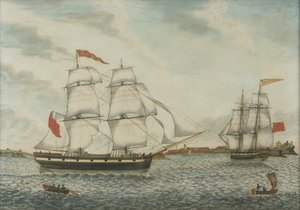 T.G. William Broderick at the Mouth of the Tyne (akvarell och bläck på papper) av Unknown artist