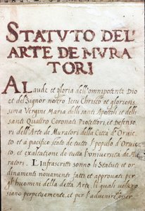 Table des corporations, status för macons i staden Orvieto, Italien av Unknown artist
