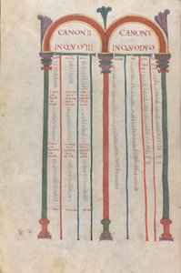 De fyra evangeliernas kanoniska tabeller, kanon II, 1000-talet (illuminerad, membranös handskrift) av Unknown artist