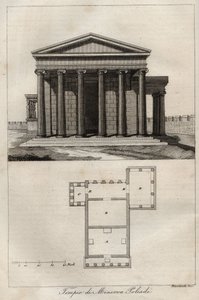 Temple of Athena Polias - Akropolis Aten - (Ancient Temple of Athena) - gravyr från "" Seder och traditioner för alla folk i universum. Det är historien om regeringen, om lagarna, om milisen, om alla nationers religion från de mest avlägsna tider och uppåt av Unknown artist