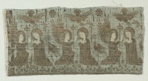 Textilfragment med bebådelsen av Unknown artist