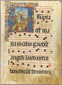 Jungfru Marie himmelsfärd i en historiserad initial från en gradvis av Unknown artist