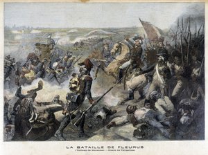 Slaget vid Fleurus (Belgien 1794) enligt målningen av Mauzaisse (Musee de Versailles). Illustration av "Little Jourbal" från 1892. av Unknown artist