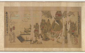Buddha tilltalar Yamaraja i Kushinagar av Unknown artist