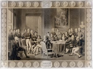 Wienkongressen. Wienkongressen 1815. Alexander I, tsar; H.R. Stewart, Castlereagh; Francois I, kejsare av Österrike; Fredrik Vilhelm III, kung av Preussen; Karl August, Prins av Hardenbergh; Wilhelm von Humboldt (William av Humboldt av Unknown artist