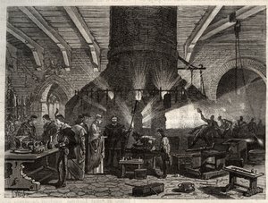 Dogen av Venedig besöker glasbruket i Murano - Dogen från Venedig besöker glasbruket i Murano - gravyr i 