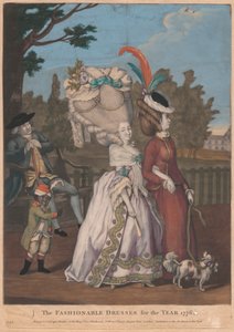 De fashionabla klänningarna för året, 1776 av Unknown artist