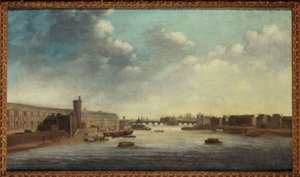 Grande Galerie du Louvre, med Porte Neuve, Pont-Neuf, Cité, Tour de Nesle och Quai Malaquais, ca 1640, mellan 1635 och 1645 (olja på duk) av Unknown artist