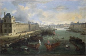 Louvrens Grande Galerie, Pont-Neuf, Cité, Collège des Quatres-Nations, ca 1670 På Seine, den kungliga galären, mellan 1670 och 1685 (olja på duk) av Unknown artist