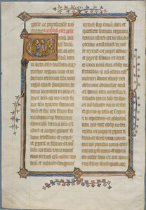 Hoseas och Gomers äktenskap i ett historiserat inledande "V" från en bibel av Unknown artist