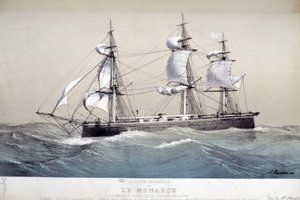 The Monarch, engelsk flotta, cirka 1850 av Unknown artist