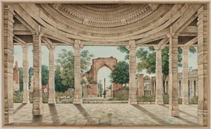 Moskén i Delhi och järnpelaren av Unknown artist