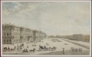 Palatstorget i Sankt Petersburg - Anonym. Akvarell på papper av Unknown artist