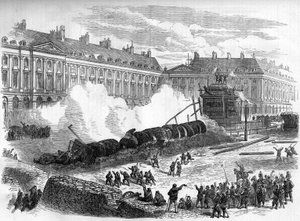 Pariskommunen 1871. Rivning av Vendome-kolonnen av federes (communards) den 12 april av Unknown artist