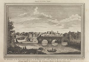 Resterna av Senatorbron på Tybern; nu kallade Ponte Rotto över denna bro senaten alla vägar passerade för att konsultera Sybills Books på Monte Gianiculo av Unknown artist