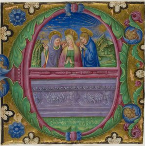 De tre Maria vid graven i ett historiserat initialt "E" från en körbok av Unknown artist