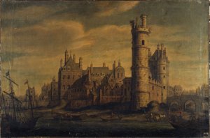 Tornet och porten i Nesle, Hôtel de Nevers, ca 1650 (olja på duk) av Unknown artist