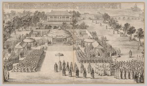 Segerbanketten: från Battle Scenes of the Quelling of Rebelling in the Western Regions, med kejserliga dikter av Unknown artist