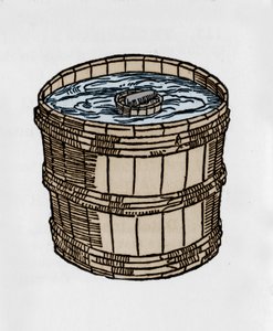 Komsolen i sin äldsta form flyter på vattenytan. Illustration från en avhandling om magnetism av J. Taisnier av Unknown artist