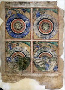 Världens skapelse. Genesis. Miniatyrer från codex 212 (eller Padovano Codice eller Bible of Padua) 1390-1400 Rovigo, Accademia dei Concordi av Unknown artist