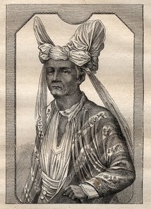 Expeditionen runt om i världen (1790-1792) av kapten Etienne Marchand (1755-1793): porträtt av kungen på ön Timor (Indonesisk ögrupp) - illustration hämtad från "The Great Mariners of the 18th century" av Unknown artist