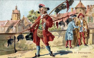 Handeln med peruker 1750. av Unknown artist