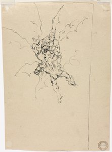 Tre demoner som håller en riddare (verso) av Unknown artist