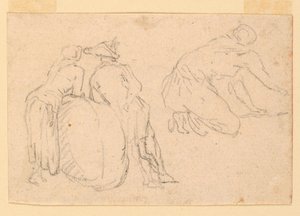Tre figurstudier av Unknown artist