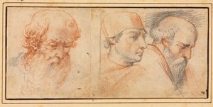 Tre huvudstudier av Unknown artist